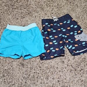 Wonder Nation Aqua and Navy Shark Print Shorts